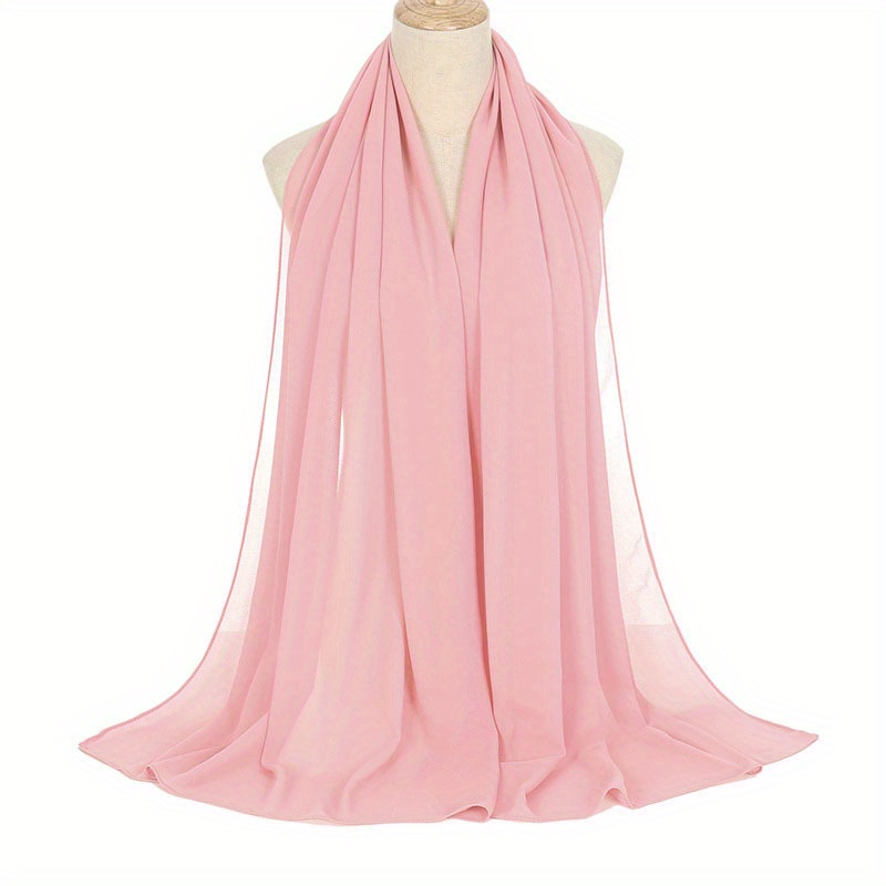 Solid Hijab Breathable Full Cover Shawl Turban Gauze Scarf