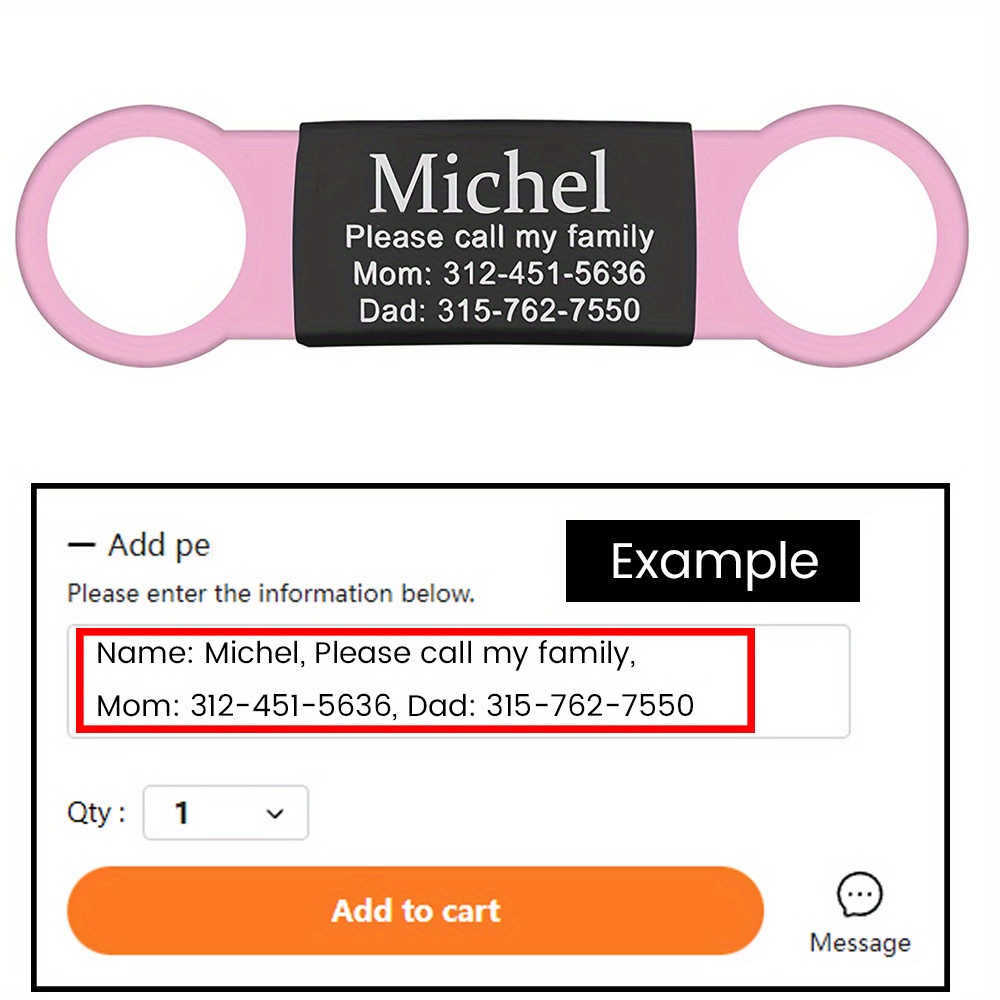 Slide-On Engraved Dog Name Tag No Noise