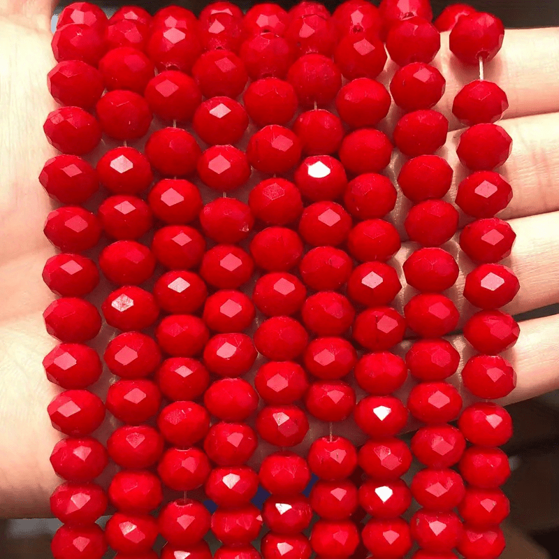 Bright Red Imitation Crystal Beads Faceted Round Loose - Temu