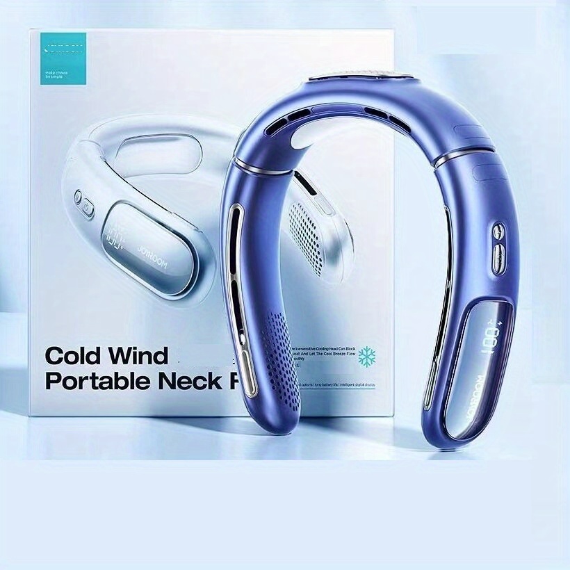 1pc usb refrigeration leafless neck hanging fan air conditioning fan portable small air conditioner cooling device double layer semiconductor refrigeration strong wind built in 4000mah battery details 10