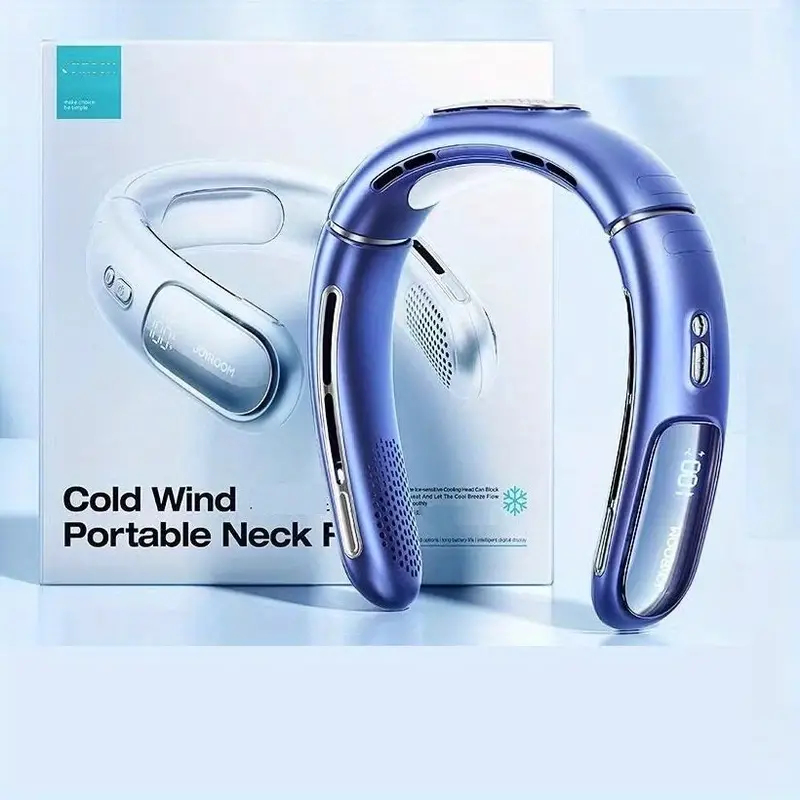 1pc usb refrigeration leafless neck hanging fan air conditioning fan portable small air conditioner cooling device double layer semiconductor refrigeration strong wind built in 4000mah battery details 10