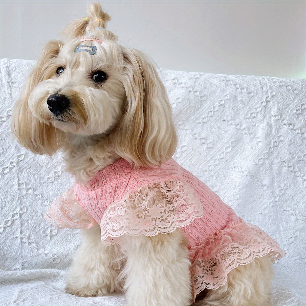 1pc Adorable Solid-colored Pet Flying Sleeve Dress: Breathable Loungewear For - Perfect For Summer Parties!