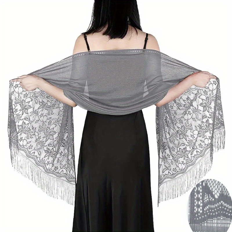 Boho Flower Pattern Fringe Trim Scarf Wrap Head Wrap For Travel
