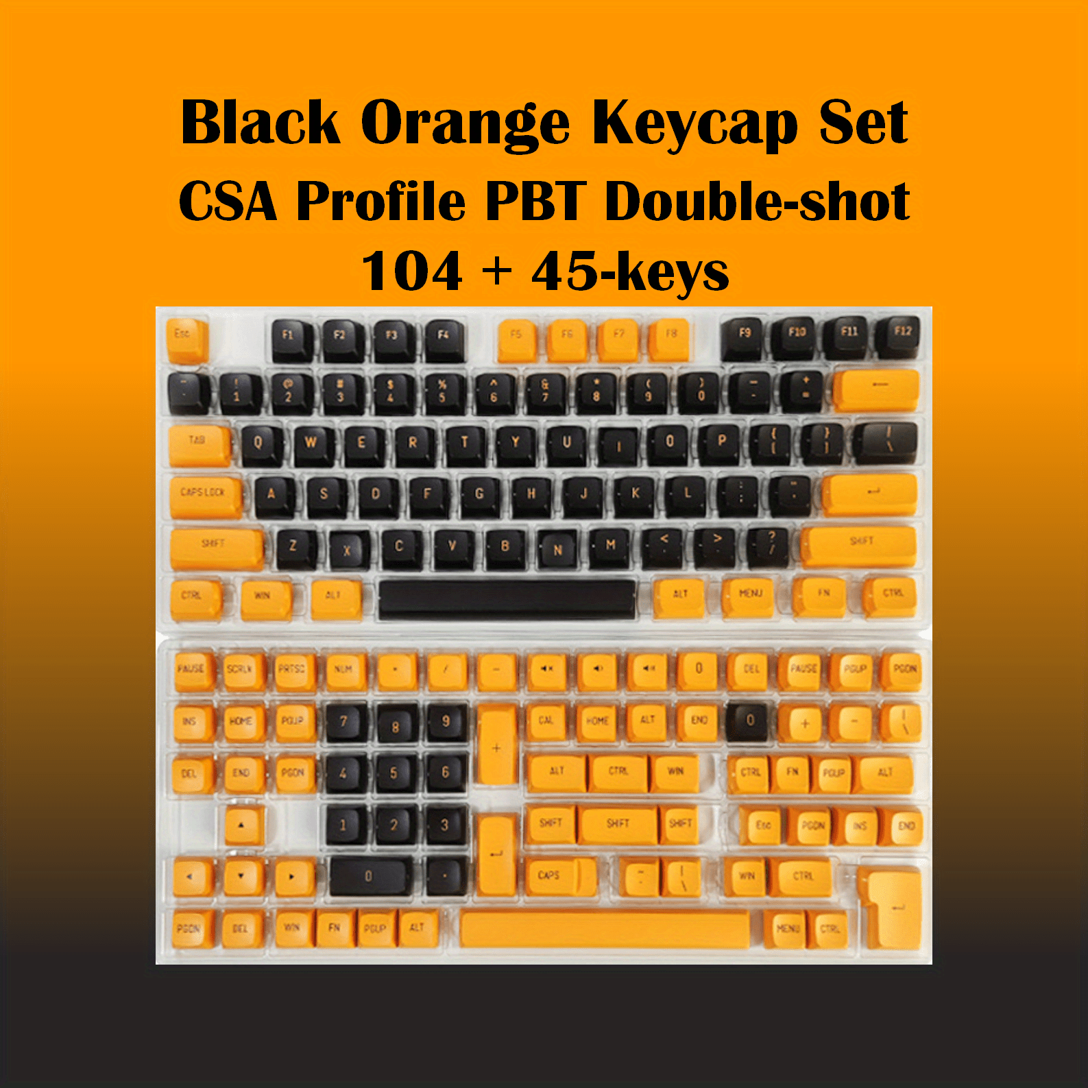 149 Keys Black Pbt Keycaps Csa Profile Heights Double - Temu