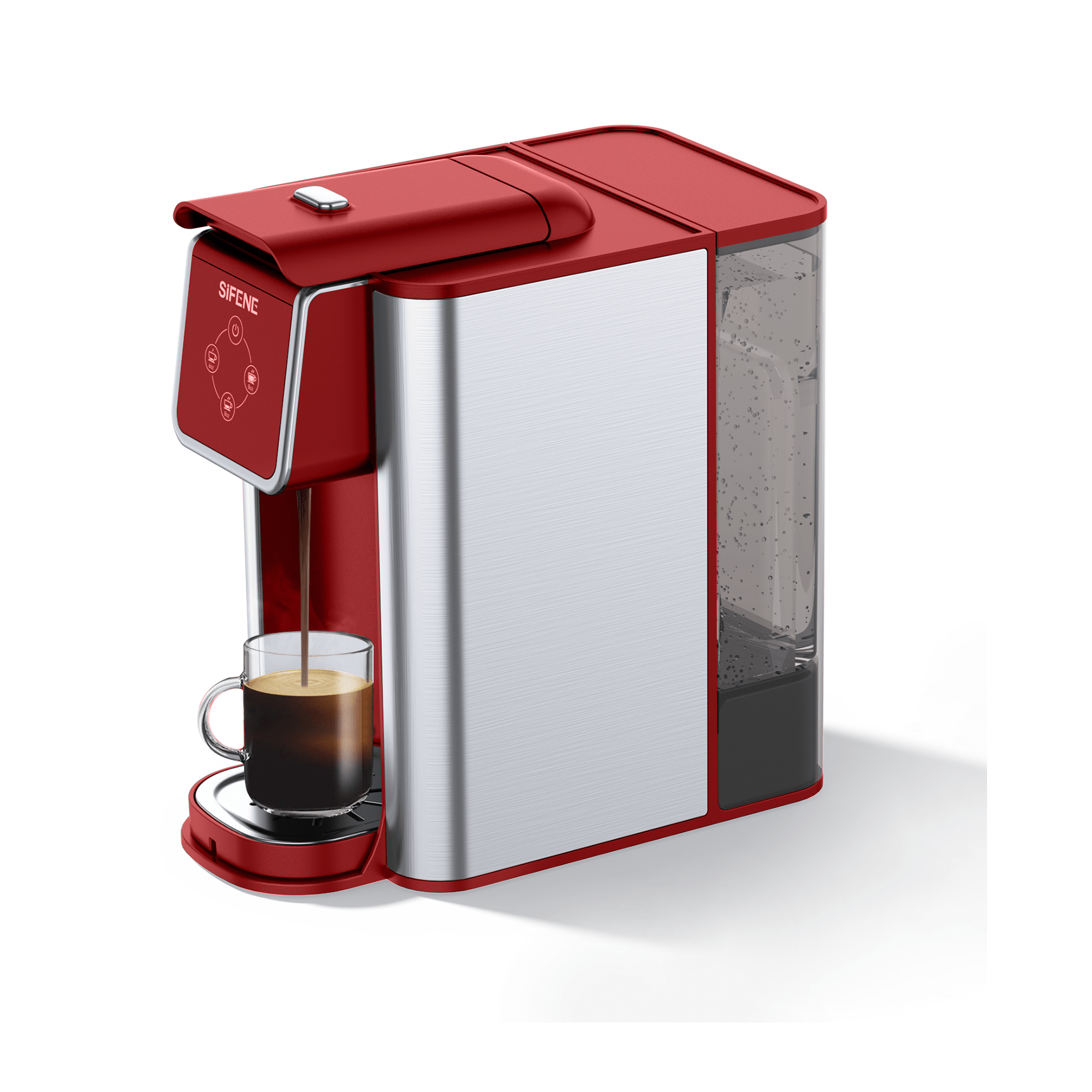 Single Serve Coffee Maker Coffee Brewer 6 to 14 oz With Permanent Filter,  Compatible with Single Cup Pod & Ground Coffee, Red