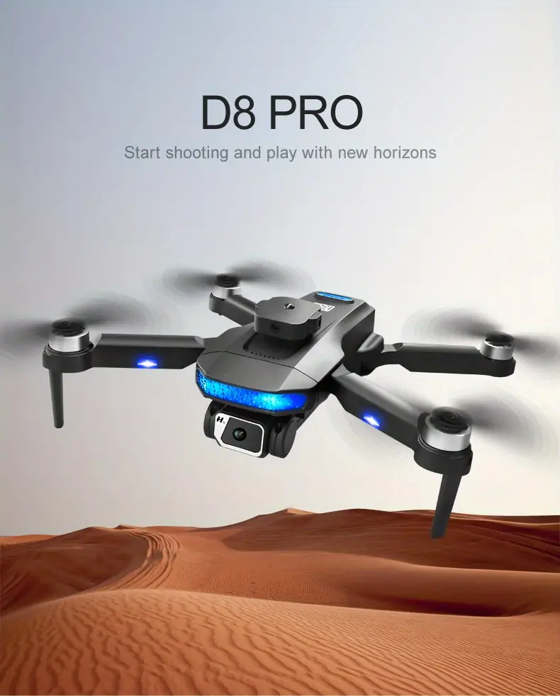 d8 pro remote control gps drone hd dual camera 1 battery gps optical flow dual positioning 360 intelligent obstacle avoidance brushless motor headless mode automatic return 64 color lights wif fpv details 0