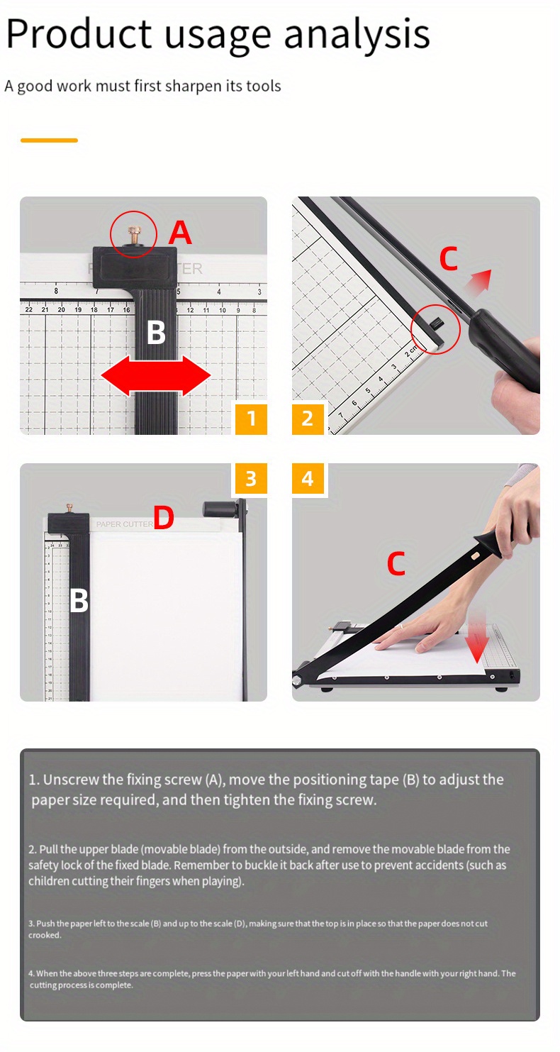 Cortador de papel A4 con base de metal resistente, cortadora de papel a  cuadrícula, máquina de manualidades de guillotina fotográfica, longitud de