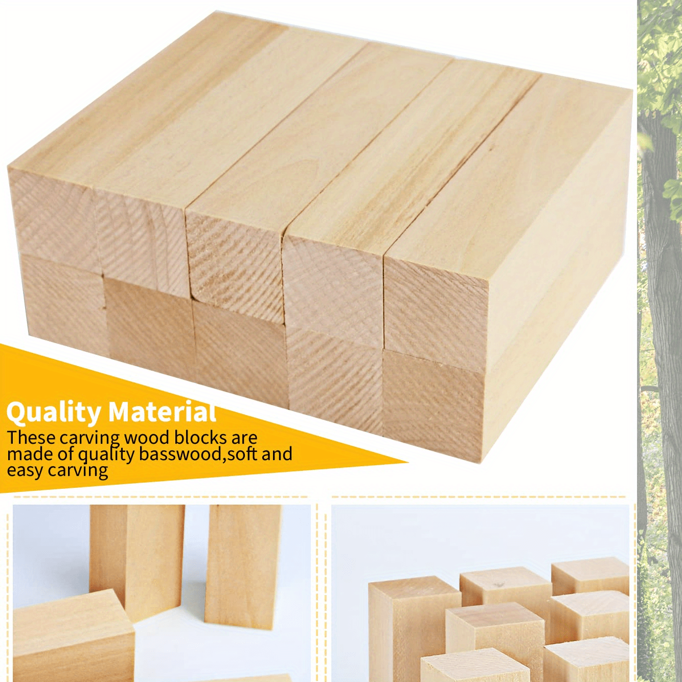 19Pcs Basswood Carving Blocks Set, 3 Different Sizes of Carving