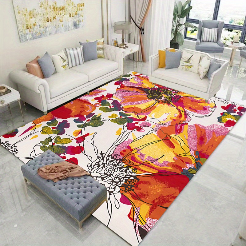 Bohemian Non slip Bathroom Rug Colorful Flower Absorbent - Temu