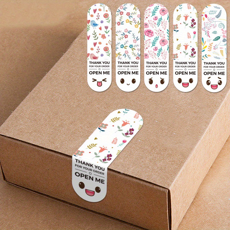 Cute Expression Thank Stickers Floral Pattern Packaging - Temu Australia