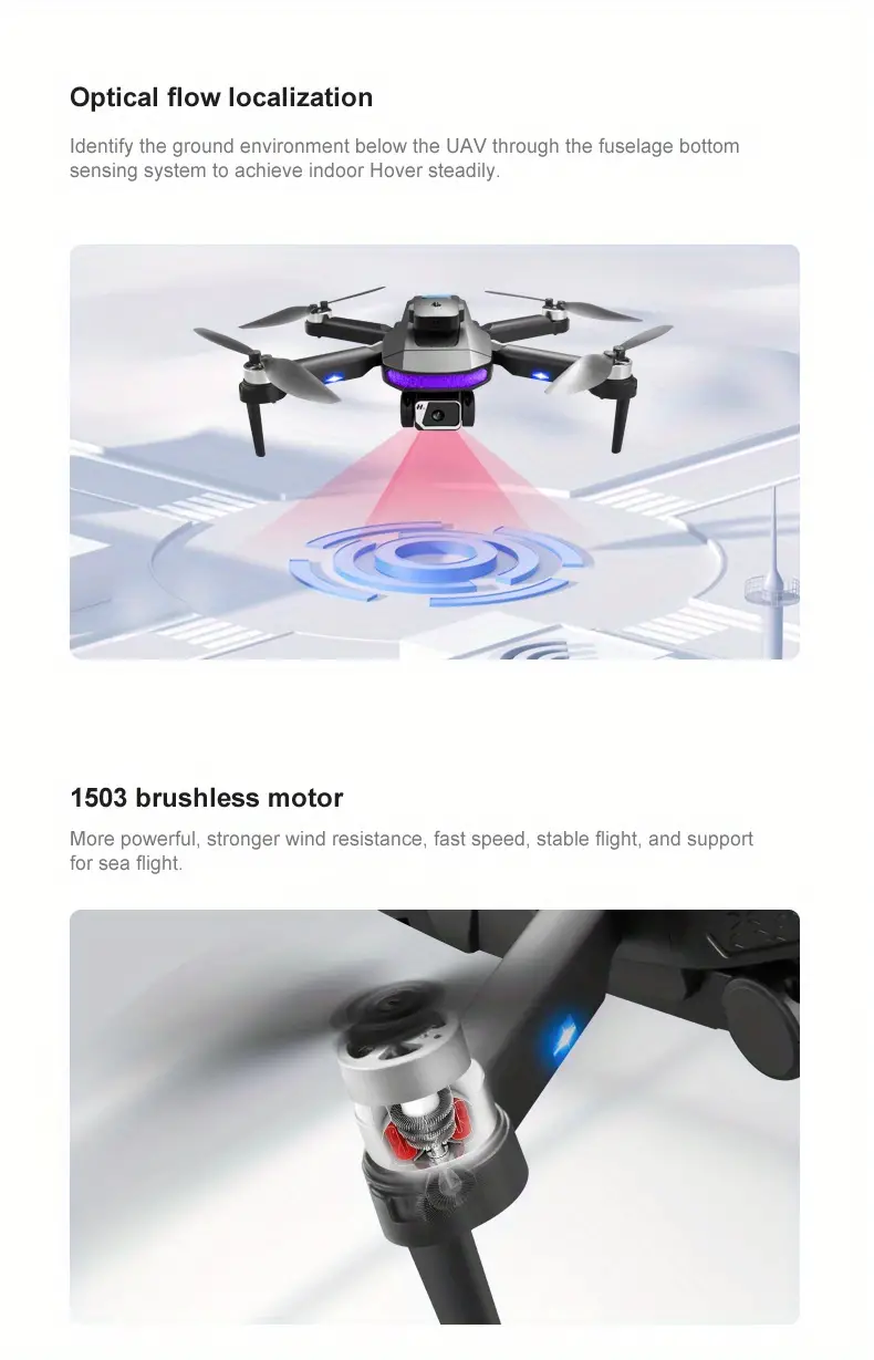 d8 pro remote control gps drone hd dual camera 1 battery gps optical flow dual positioning 360 intelligent obstacle avoidance brushless motor headless mode automatic return 64 color lights wif fpv details 11