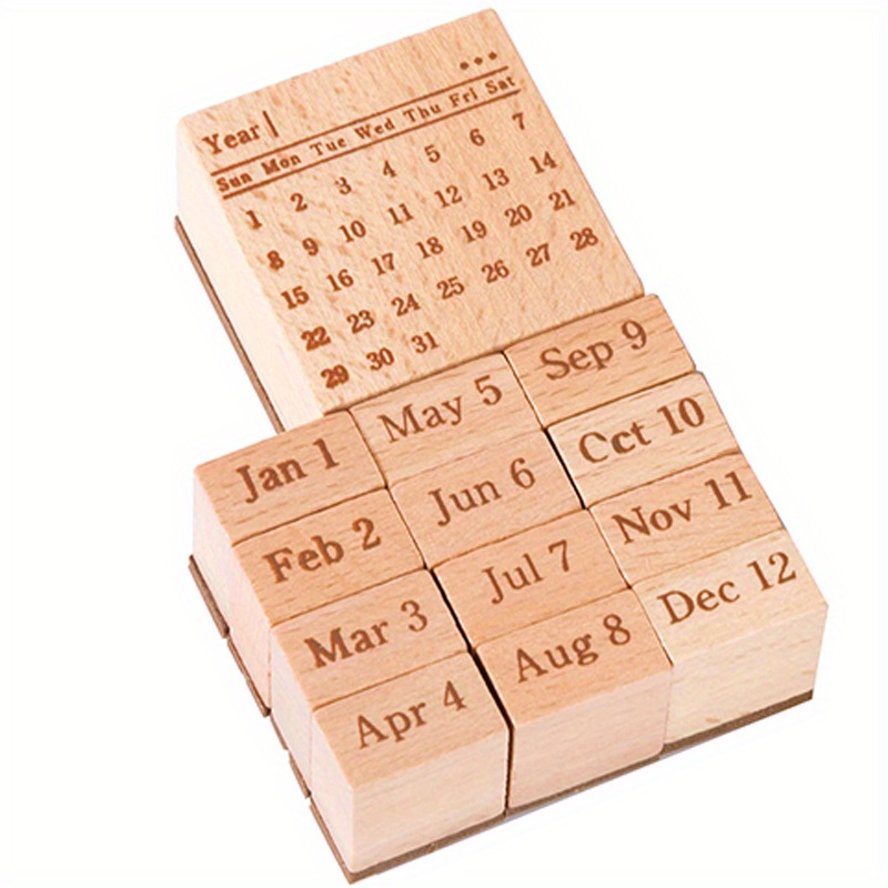 PeppermintZakka DIY Planner Wooden Stamp Set [Record/Daily/Time/Challenge]