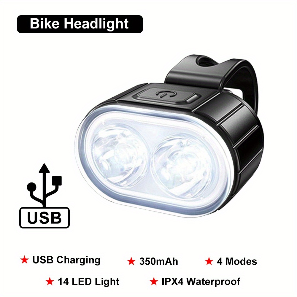 Juego Luces Bicicleta Recargables Usb Brillantes Seguridad - Temu