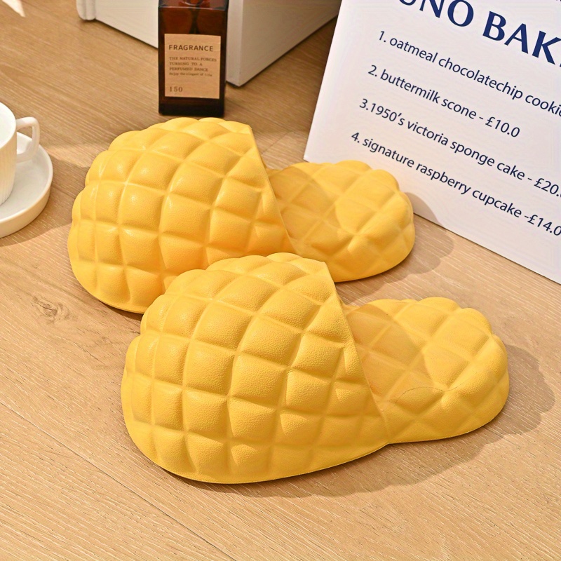 Women's Pineapple Shaped Novelty Slippers, Closed Round Toe Funny