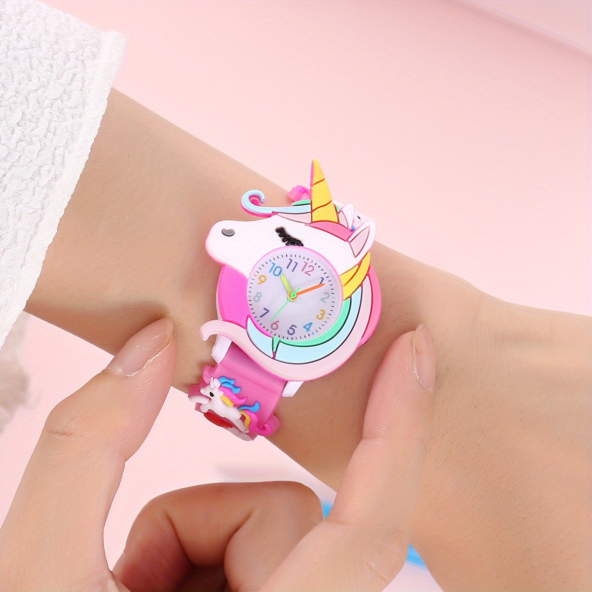 cute childrens unicorn silicone cartoon watch gift for kids details 8