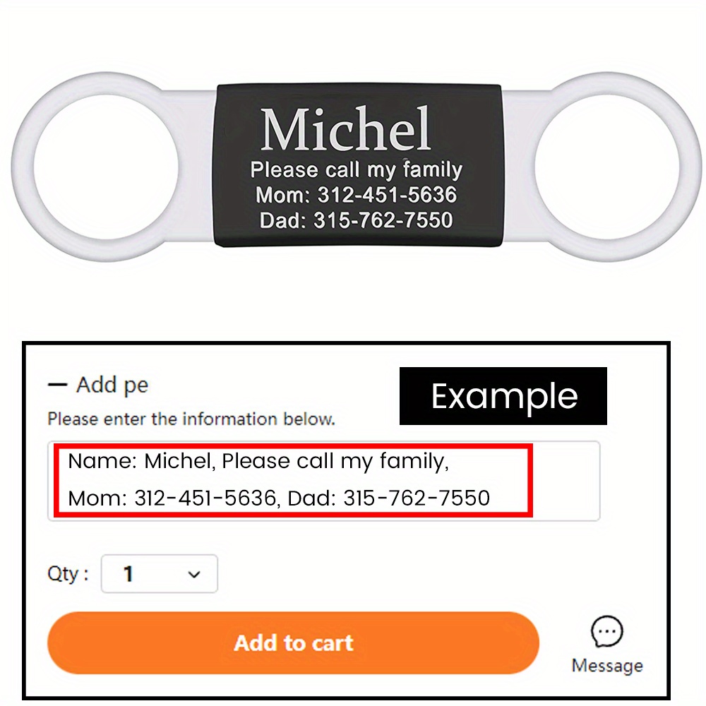 Slide-On Engraved Dog Name Tag No Noise
