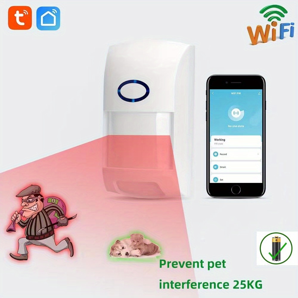 WiFi Smart Motion Sensor: Wireless PIR Motion Detector, Indoor Infrared  Sensor with Free App Alerts, 360 Degree Detection Range, No Hub Required,  Home Security Alarm Compatible with Alexa 
