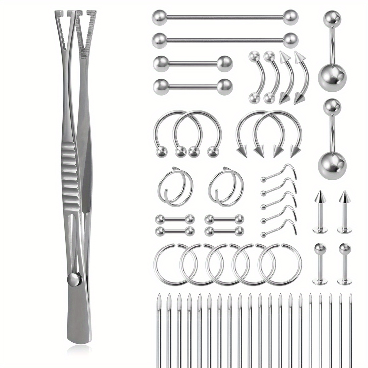 Body Piercing Kit 6pcs Body Piercing Kit, Professional Ear Nose Deco Tools  Pliers Needles Set With Stud Ring Piercing Tool Set For Belly Tongue Nipple
