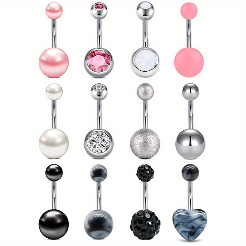 5pcs Stainless Steel Sexy Belly Button Ring Navel Silver Ball Rings Body  Jewelry