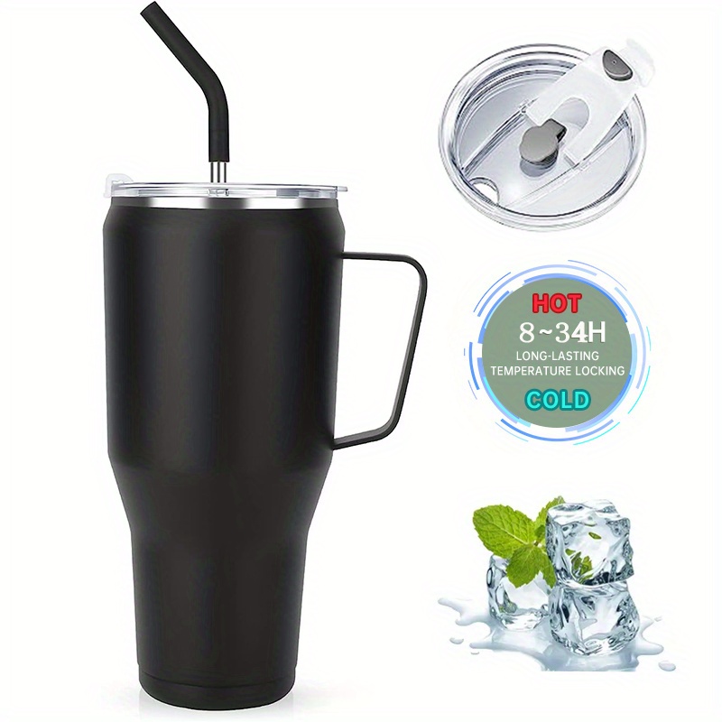 40 oz Tumbler with Handle–Stainless Steel Vacuum Insulated Mug Cup with  Handle,Lid and Straw,Keeps Drinks Cold up to 34 Hours – Sweat-Proof Body