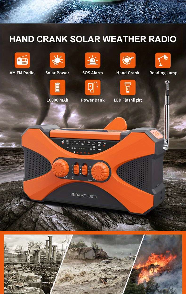 Multi function Emergency Radio /fm/noaa Solar Hand Crank details 1