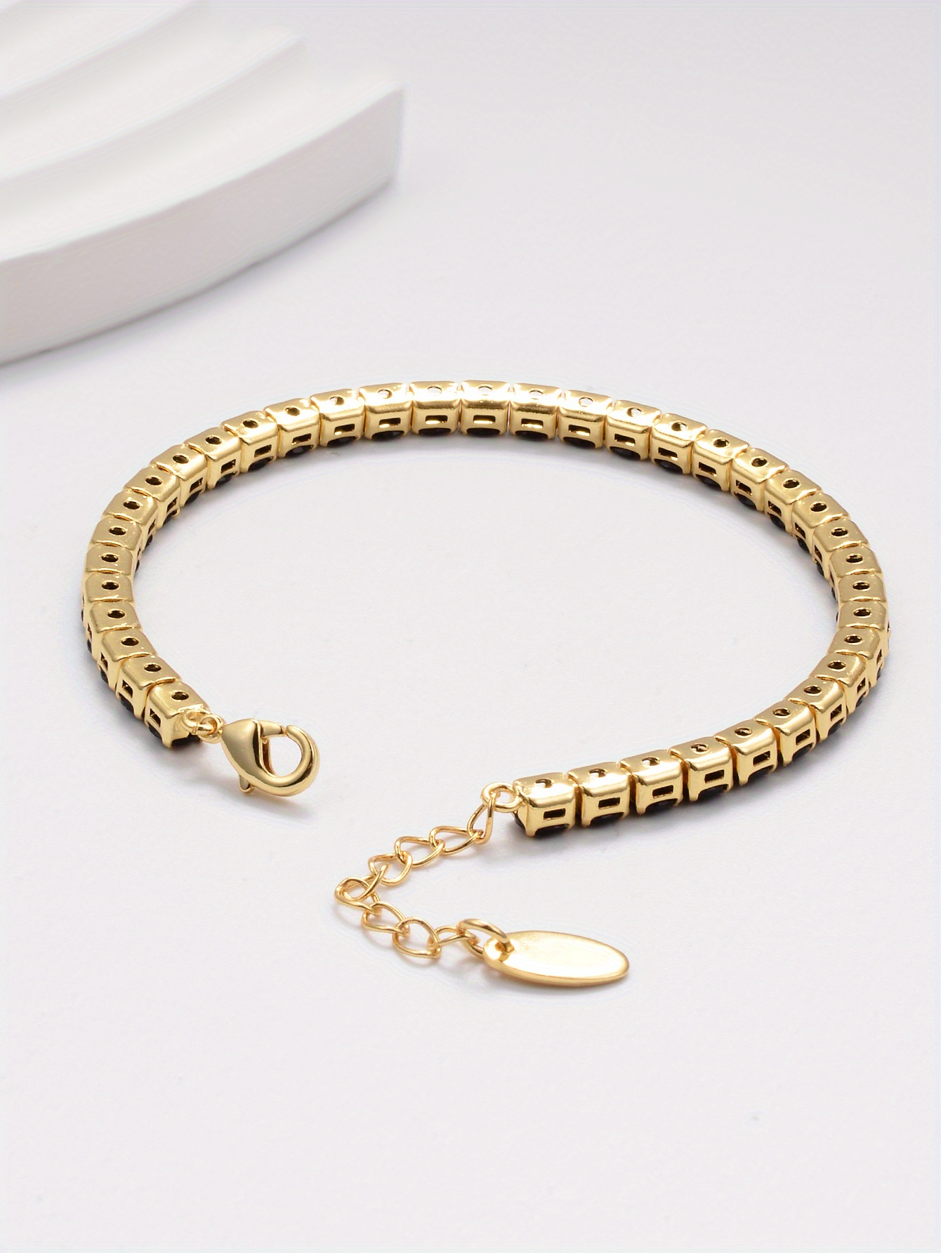 elegant personality black zirconia chain bracelet 18k gold plated classic   for women girls anniversary wedding jewelry details 6