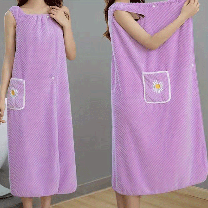 TEMU Toalla de baño extra larga - Super absorbente, sin pelusa, rosa con diseño floral, para sauna, salas de vapor y spa - Regalo ideal para el baño,