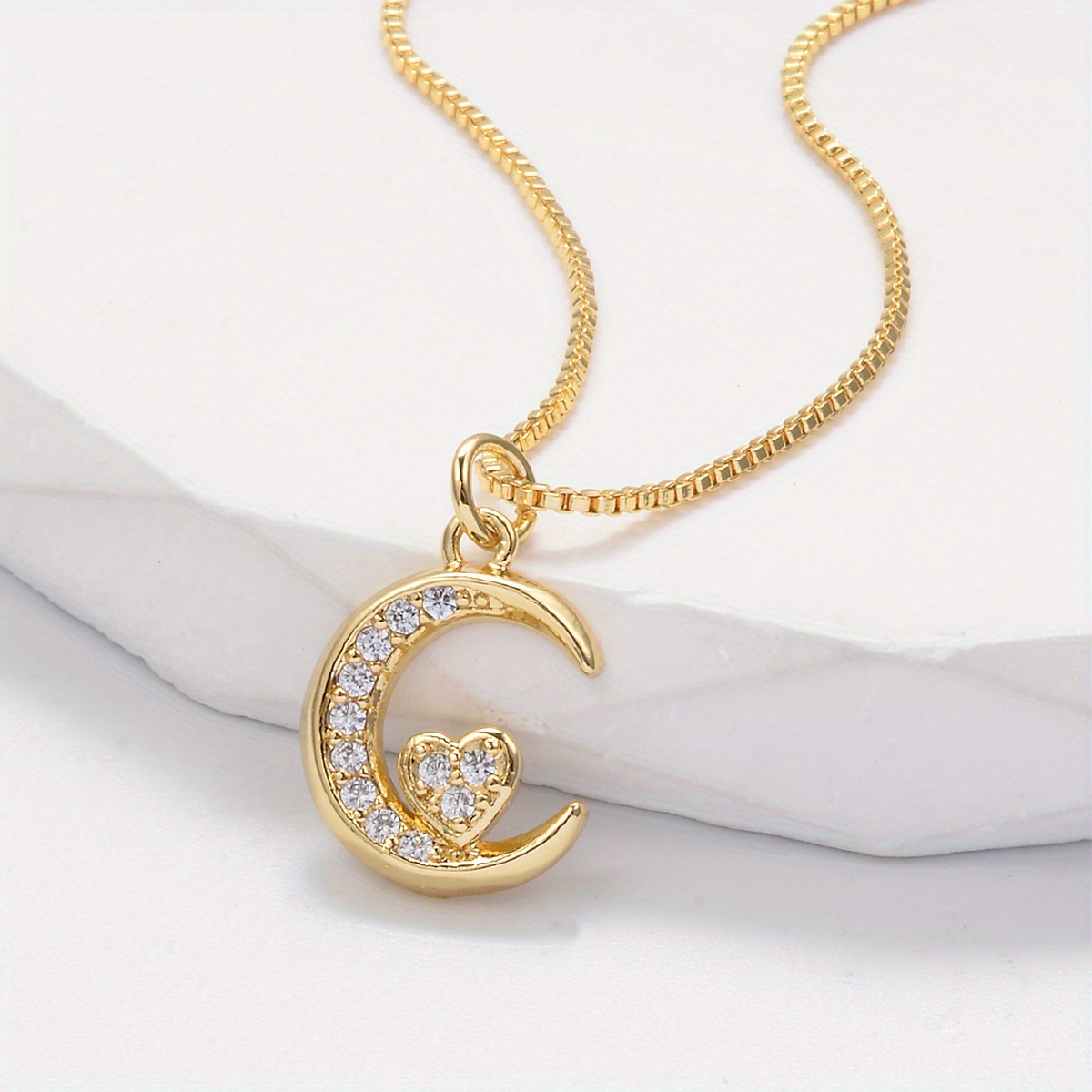 New Simple Cute Gold/Silver Plated Moon Necklace Pendant Chain Dainty Moon  Necklace Cresecent Moon Necklace Sweet Elegant Women Party Wedding Jewelry  Accessories