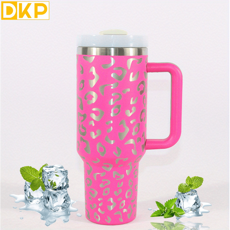 40oz Stainless Steel Adventure Series Tumbler with Handle, Personalized  Large Insulated Tumbler, Leopard Print, Fairyland Ombre Tumblers