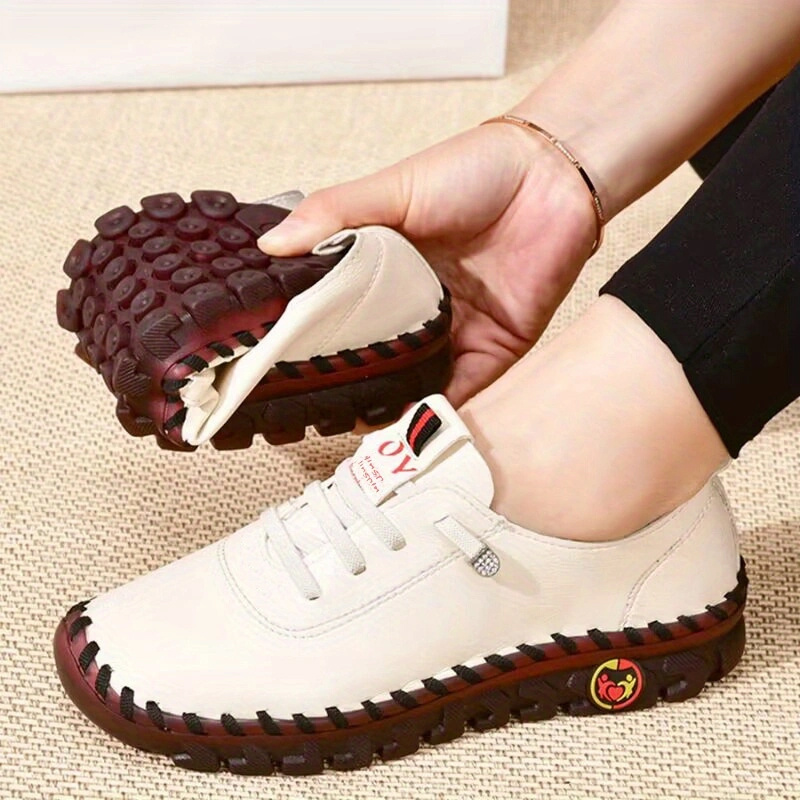 Image of New Casual Women Shoes Platform Loafers Lace Up Flats Mom Shoe Driving Shoes