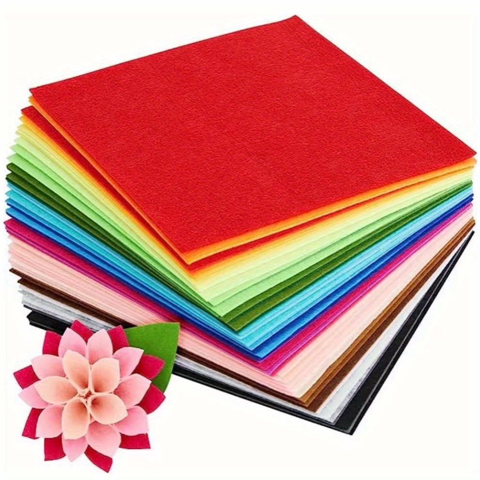 40pcs Felt Fabric Sheets For Crafts, Sewing, Party Decorations, 6x6  (15x15cm, 40 Rainbow Colors)