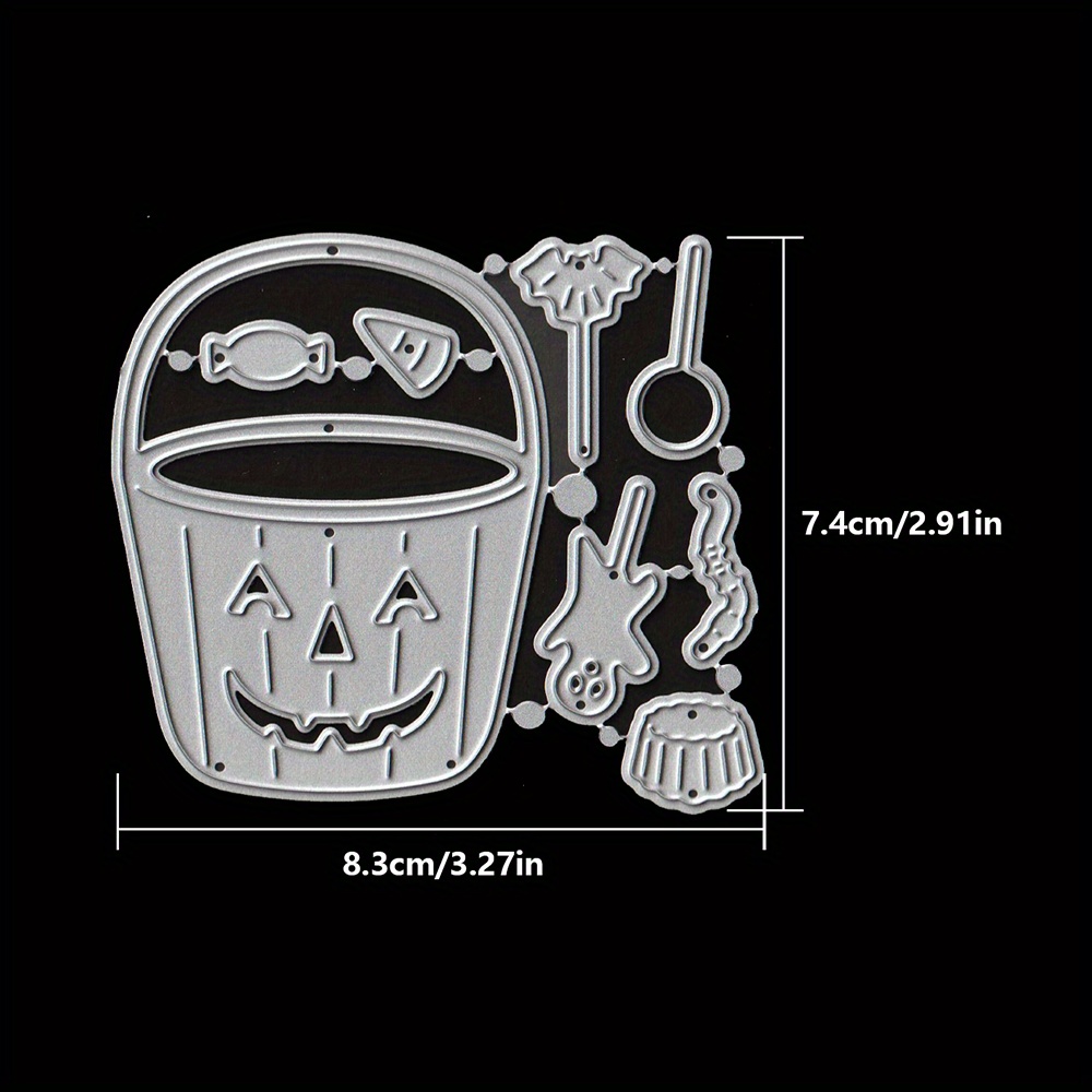 TEMU Halloween Pumpkin Basket Candies Metal Cutting Dies Diy Scrapbooking Album Greeting Cards Home Decoration Holiday Handle Hand Made