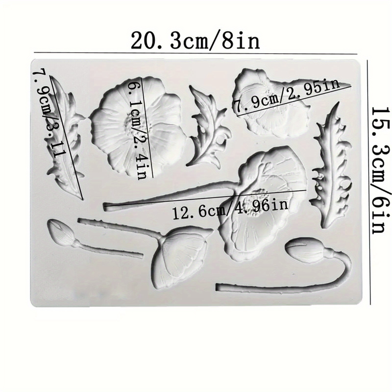 Corn Poppy & Leaves Silicone Mould Fondant Cake Decor Tool Gumpaste Mould, , Chocolate Forms,kitchen Accessories