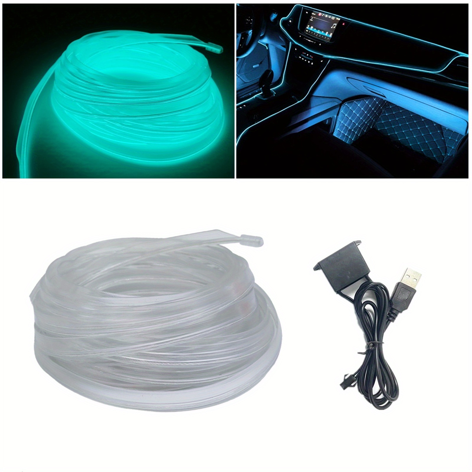 El Wire Interior Car Led Usb Neon Glowing Strobing - Temu