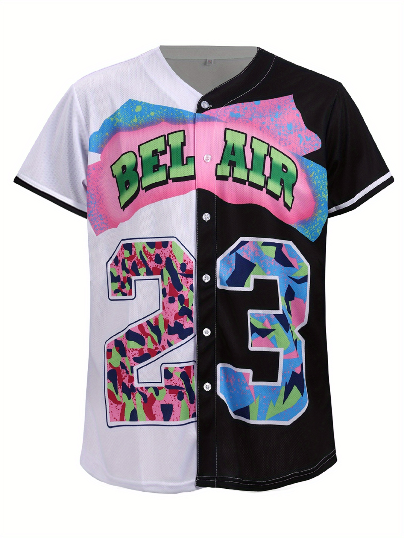 Unisex 90s Theme Party Hip Hop Bel Air Baseball Uniform for Women Jersey  Short Sleeve Tops for Birthday Party 