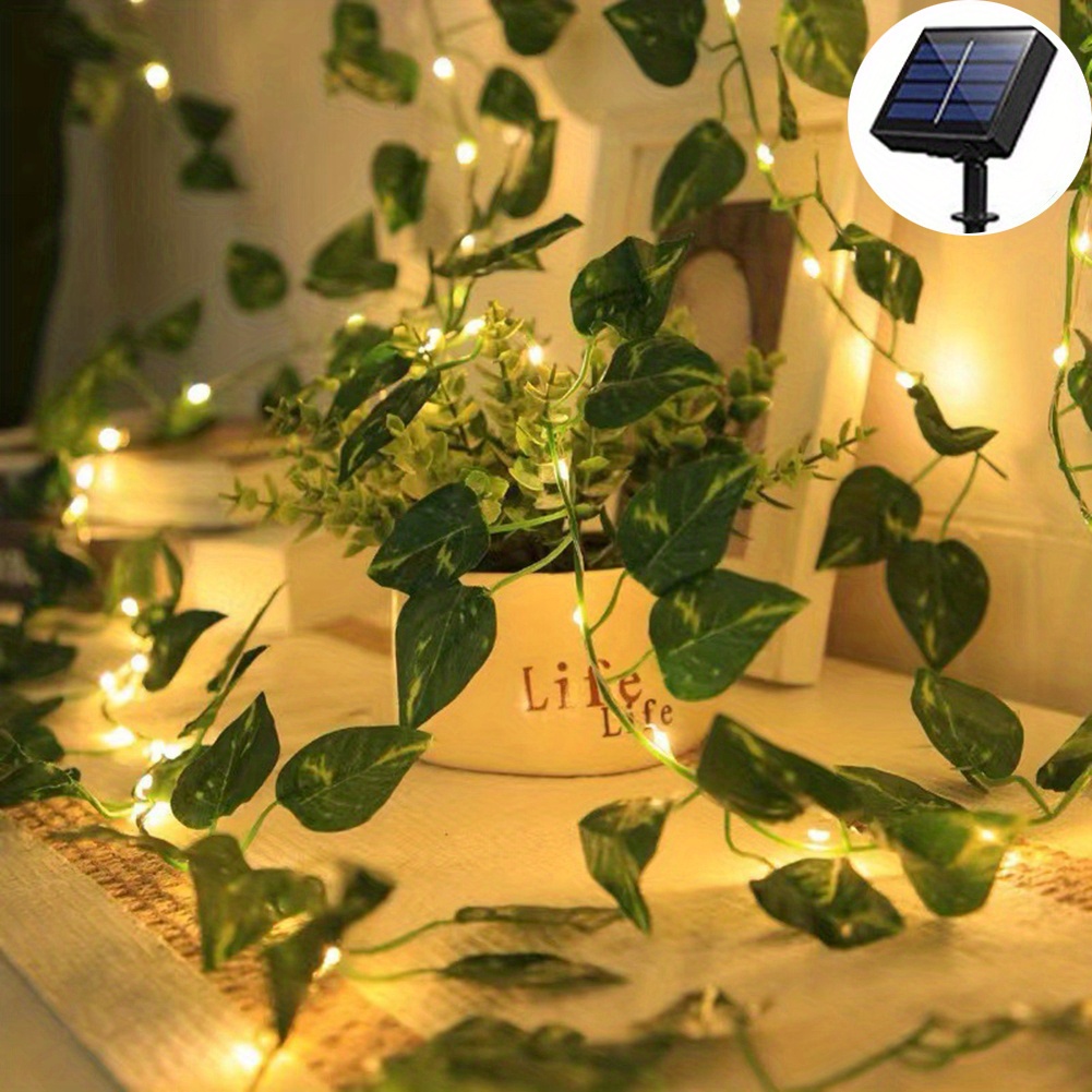 10M 100 LED Solar String Lights Ivy Leaves Solar Fairy Lights Artificial  Ivy Leaves Garland Vine Waterproof Hanging String Light for Outdoor Indoor