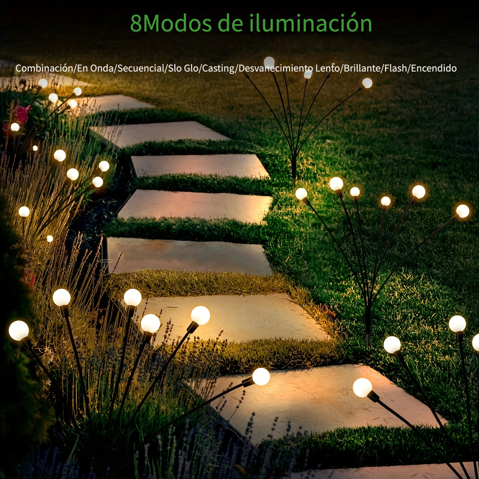 2pcs Luces Solares Jardín Luz Solar Oscilante Iluminación - Temu Chile