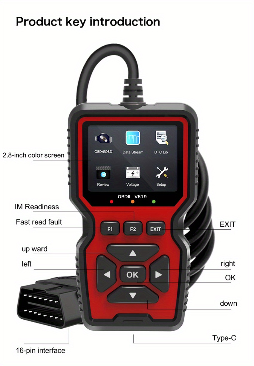 Универсальный автомобильный диагностический сканер V519 OBD - Temu