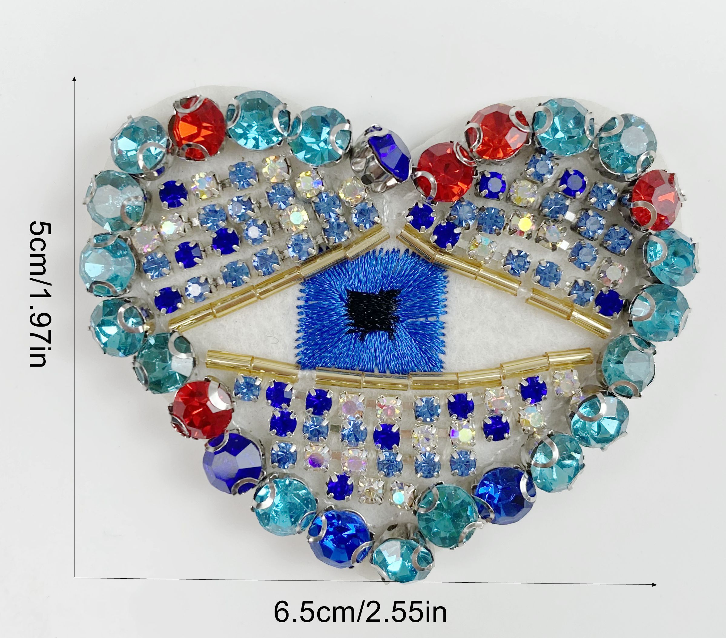 Rhinestone Hand-Beaded Applique Patch - White & Green Sew-on Patch For Clothing, Bags, Shoes (Approx. 7.4x11cm) - View #9