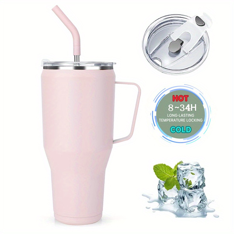 Stainless Steel Tumbler With Handle And Lid - Keeps Drinks Cold And Ice,  Dishwasher Safe, Sweat Proof, Vacuum Insulated, Perfect For Back To School  And Outdoor Activities - Temu