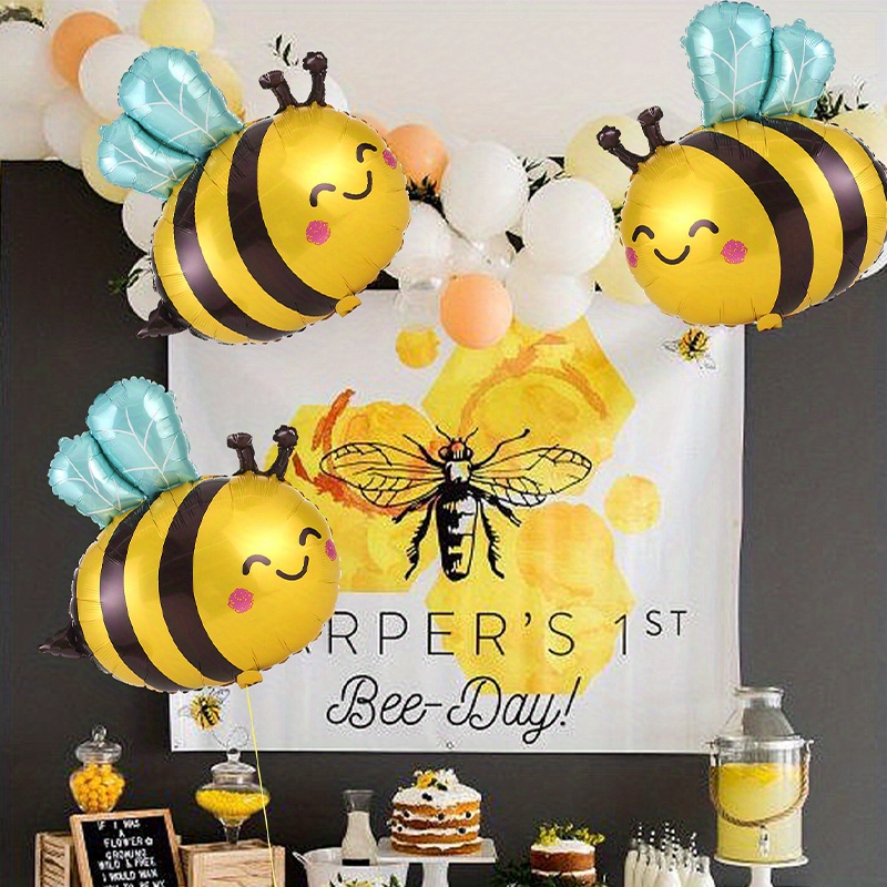 3pcs, Cute Bee Balloon Set for Party Scene Arrangement - Aluminum Film  Balloons with Animal Design