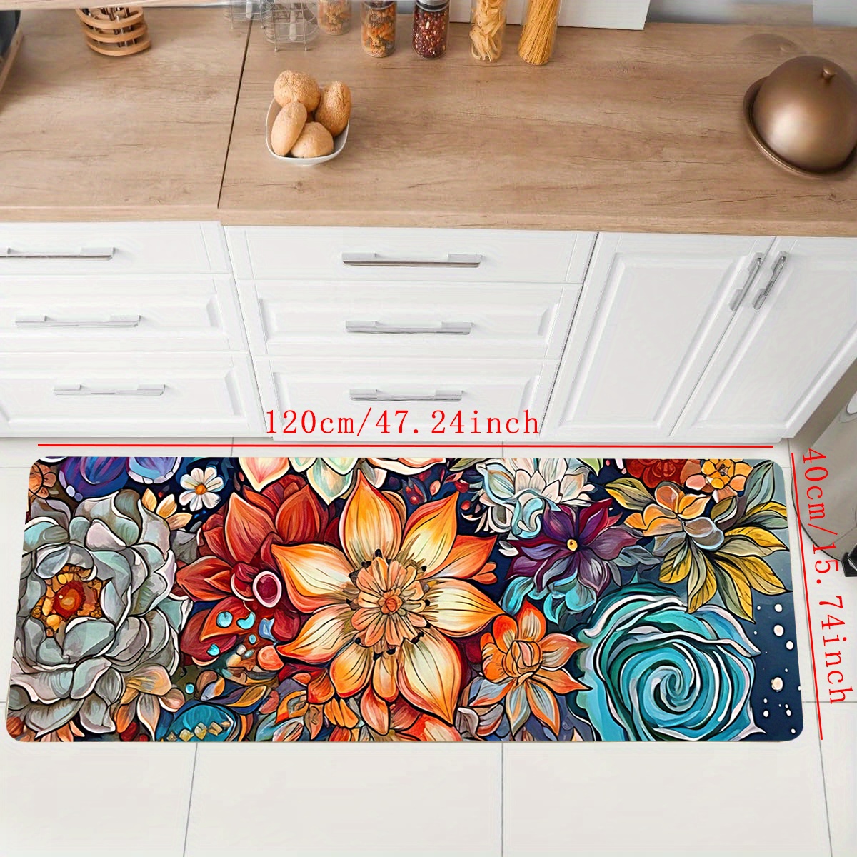 Blooming Flowers Coffee Mat Mat 24x18 Inch for Kitchen Counter