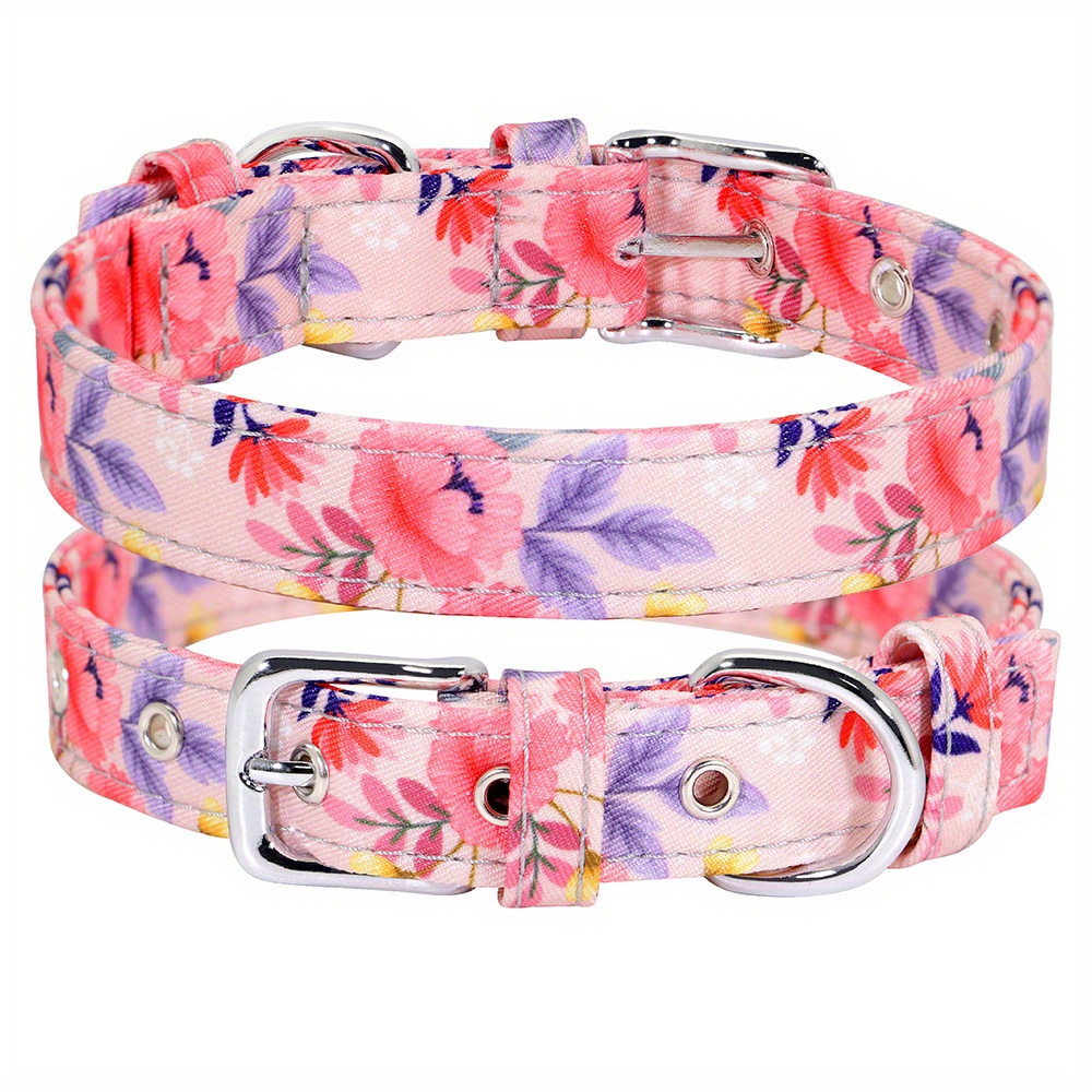 Beirui cute girl Dog collars for Small Medium Large Dogs, Multiple Floral  Patterns Female Pet Dog collars with Flower fo