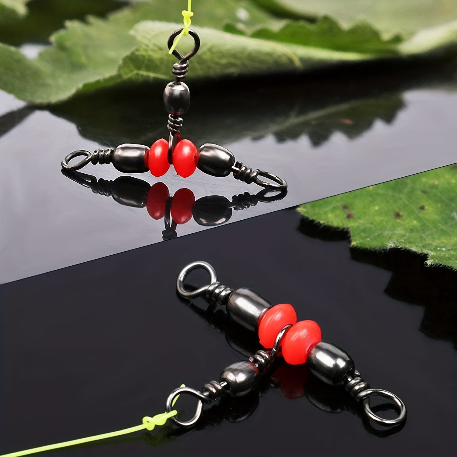 20 Stück T-Form Angelwirbel Leuchtend - 3-Wege Wirbel Mit Perlen