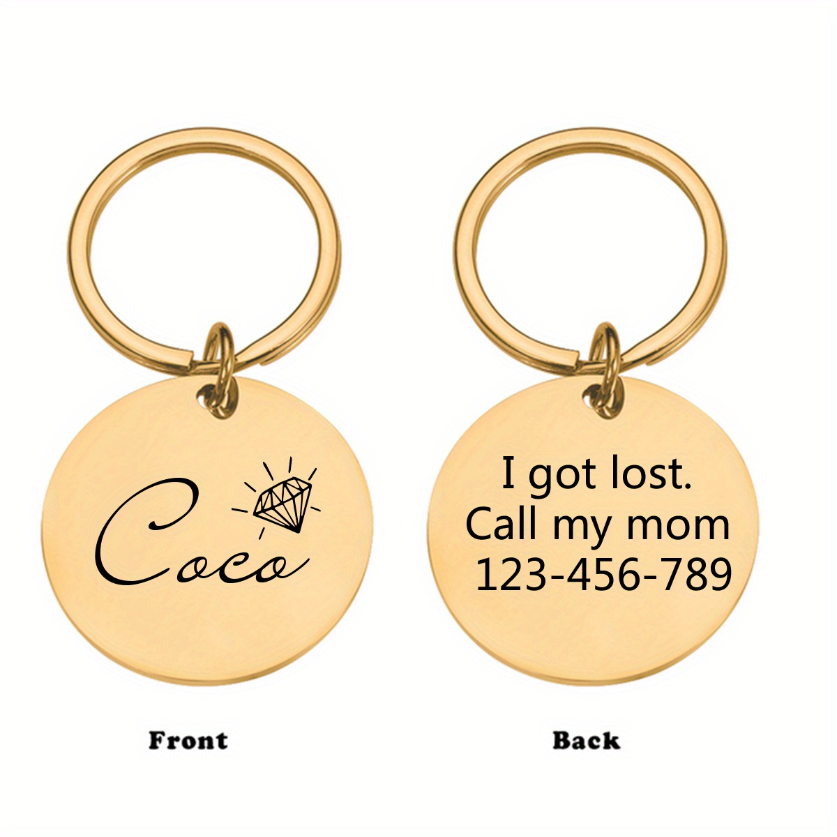 TEMU Personalized Dog Tag, Engraved Dog Tag For Dogs, Pet Id Tags, Custom Dog Tag, Round Shape Dog Id Tag, Dog Collar Tag, Pet Gifts