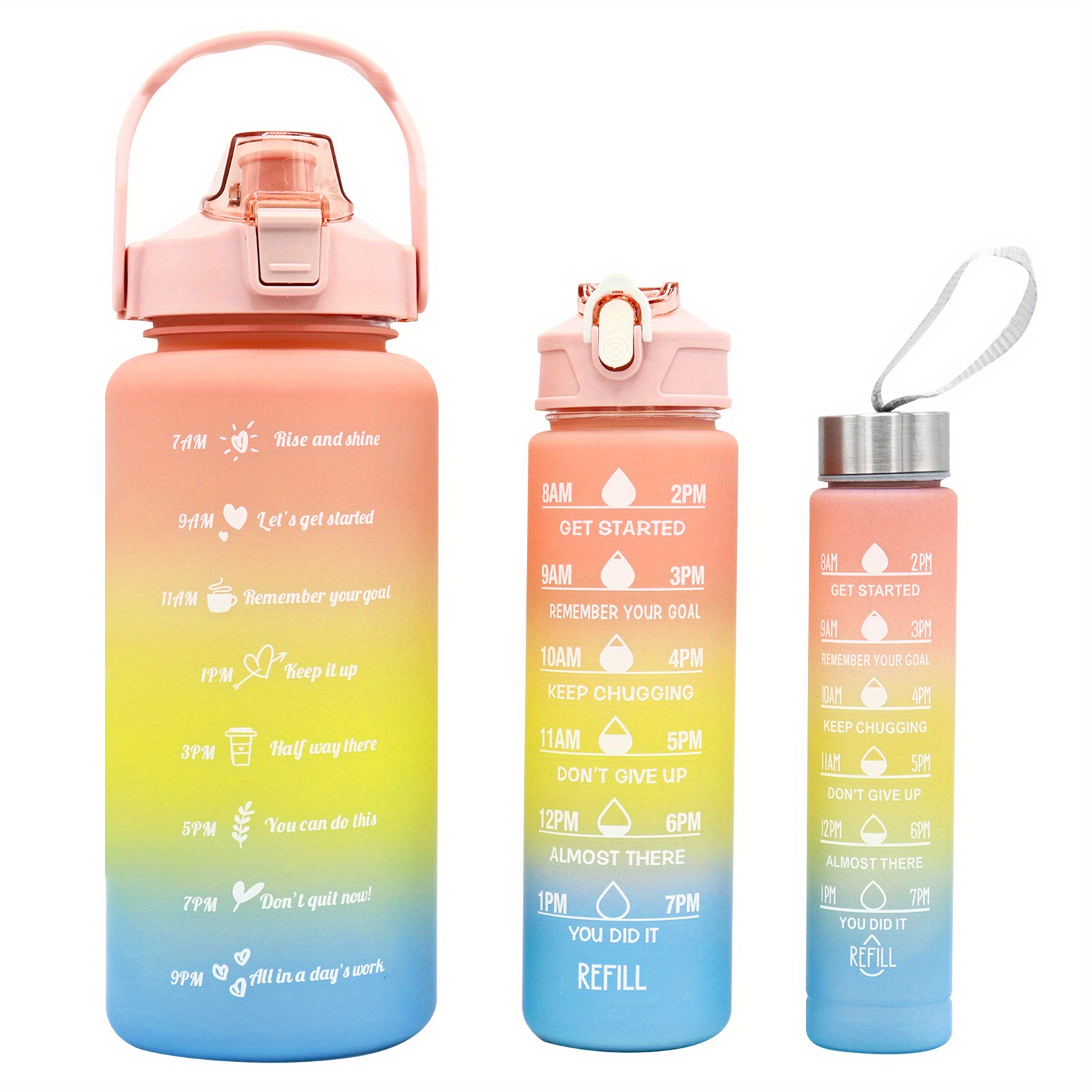Water Bottle With Times Scale And Straw, + Suitable For Family Members  Fitness Sports Water Bottle With Handle For Office, Gym, Outdoor Sport -  Temu