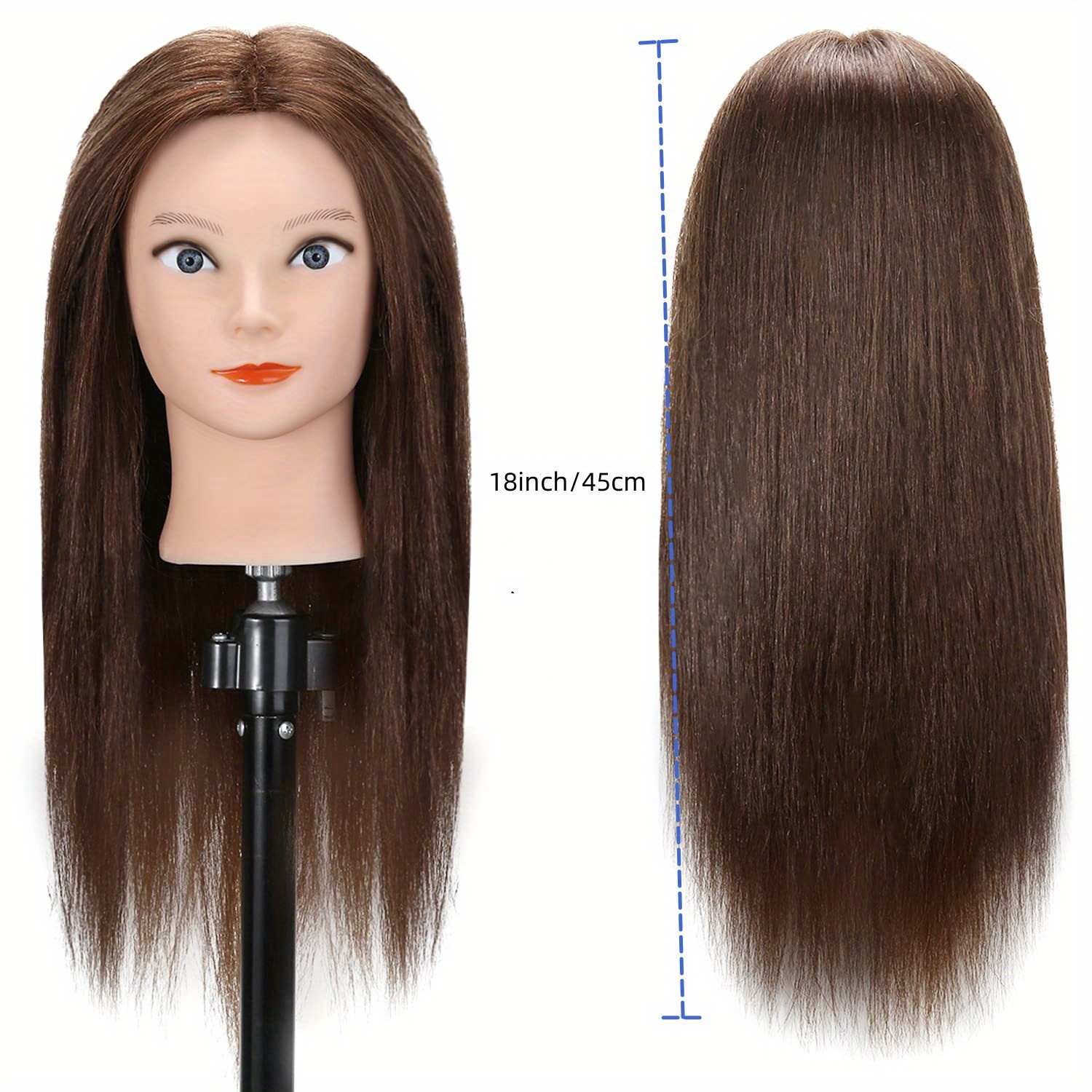 100% Human Hair Mannequin Head With Long Straight Hair For - Temu