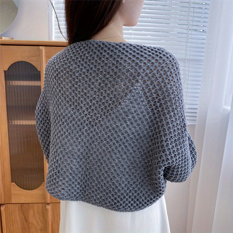 Elegant Honeycomb Hollow Shawl Stylish Knitted Breathable Temu