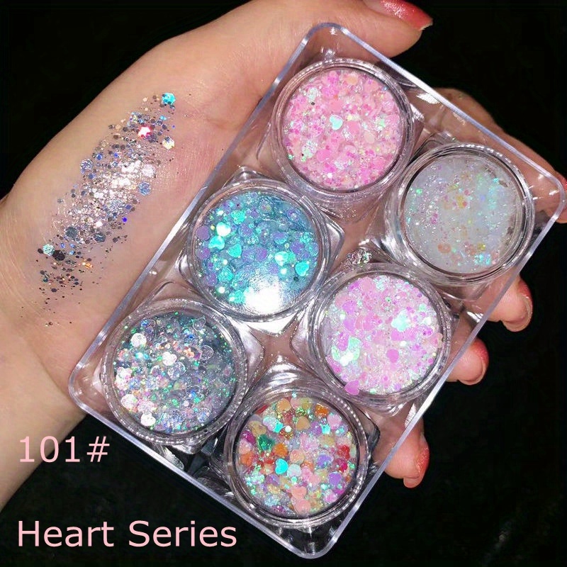 6 Colors Glitter Gel Set Chunky Holographic Body Glitter for Face Glitter  Makeup Eye Lips Hair Nail Glitter Eyeshadow, No Need Glue - 103# Wholesale