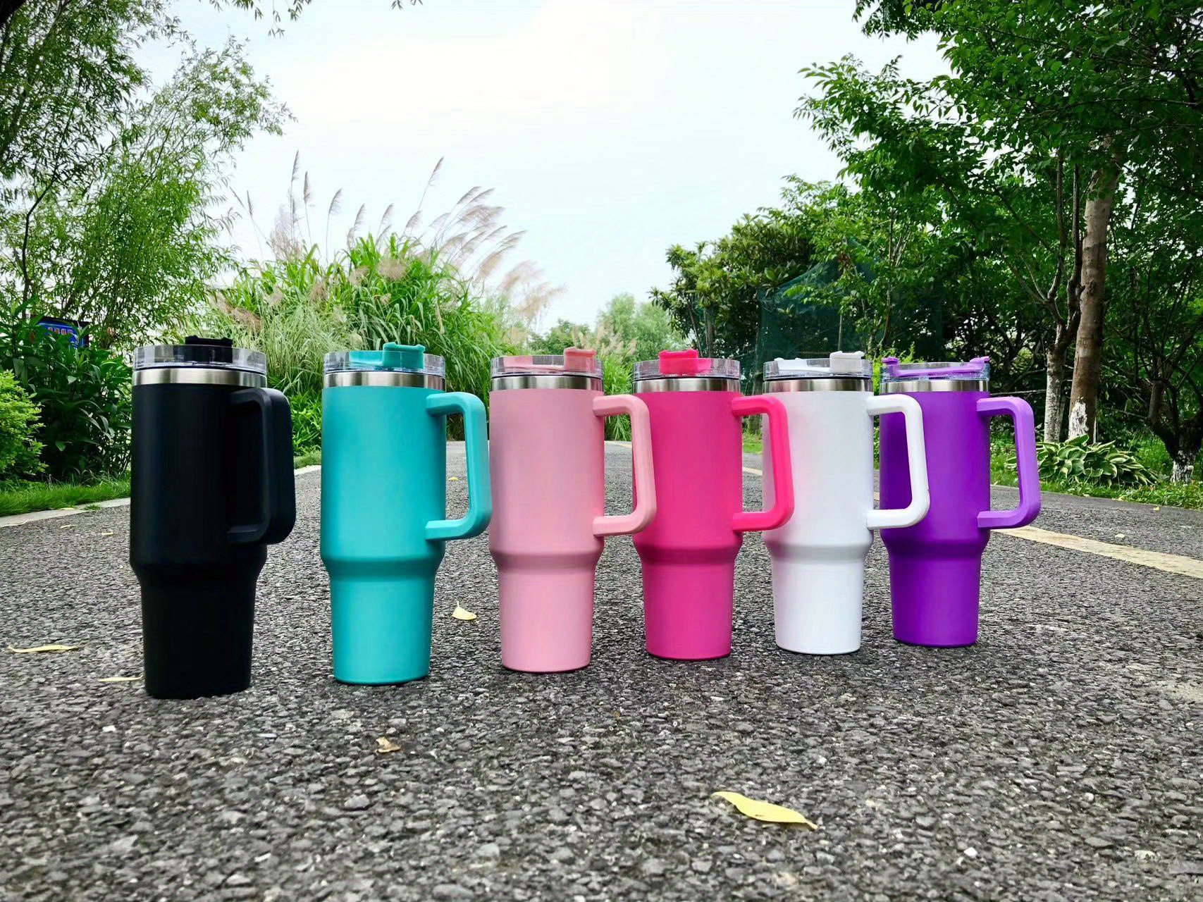 40oz Stanlyey Tumbler With Handle Insulated Thermos Cup Travel Mug  Stainless Steel Thermal Tumbler Cup School Outdoor Car - Mugs - AliExpress